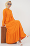1627 Collar Lace up Hijab Dress - Orange - 3