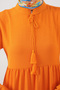 1627 Collar Lace up Hijab Dress - Orange - 5