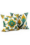 Green Floral and Embroidery Pattern Digital Printed Throw Pillow Cover. Double Sided Set of 2 - 5