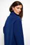 Patterned Lined Oversize Double Breasted Coat Cobalt Blue 3095 - 6