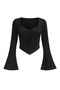 Black Lace Detailed Long Sleeve Seasonal Blouse Top