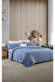 Dark Blue Double 240x250cm Bedspread/2 Pieces 50x70cm Pillow 4 Layers Multi Muslin 100% Cotton - 2