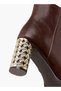 Solid Ankle Boots with Metallic Block Heels - 5