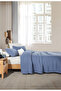 Dark Blue Double 240x250cm Bedspread/2 Pieces 50x70cm Pillow 4 Layers Multi Muslin 100% Cotton - 3