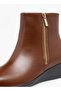 Women's Solid Wedge Heel Ankle Boots with Zip Closure - 4