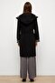 Hooded Leopard Pattern Garnished Coat with Bag Pockets Black 3123 - 7