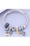 Women's Lilac Color Butterfly Steel Bracelet with Charm - 2