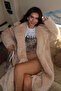 Beige Buttoned Plush down Coat Mg2516 - 8