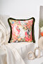 Pastel Color Watercolor Parrot Patterned Digital Printed Velvet Throw Pillow Cover with Fringes