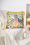 Wurfkissen aus Samt mit afrikanischem tropischem Muster – Digitaldruck, mit Fransen