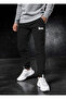 Men's Thick Black Winter Sweatpants Printed Skinny Leg Jogger Cotton