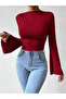 Women's Waist and Neck Drawstring Spanish Sleeve Blouse - 2