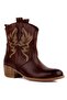 - Brown Leather Embroidered Women's Boots 105-3388-Venus - 2