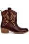 - Brown Leather Embroidered Women's Boots 105-3388-Venus