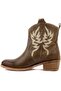 - Green Leather Embroidered Zipperless Women's Boots 105-3388-Venus - 3