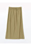 Linen Look Skirt with Elastic Waist - 6