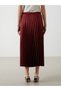 Burgundy Elastic Waist Satin Women's Pleated Skirt - 4