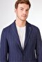 Men's Regular Fit Pointed Collar Navy Blue Jacket - 3