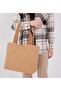 |   Canvas Women's Bag, Large Size, Lined, Snap Fastener, Inner Pocket, Brown, Casual - 5