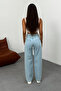 Women's Ice Blue High-Waisted Wide-Leg Jeans - 5