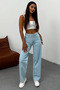 Women's Ice Blue High-Waisted Wide-Leg Jeans - 6