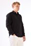 Men's Slim Fit Long Sleeve Black Shirt - 2