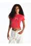 Candy Shop Quality Oval Collar Ribbon Printed Crop Top