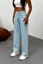 Women's Ice Blue High-Waisted Wide-Leg Jeans - 4
