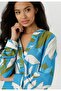 Women's Plus Size Cobalt Blue-Green-White, V-Neck Floral Pattern Woven Viscose Blouse 65N39107 - 5