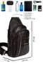 Leather Crossbody Bag Chest Bag Multi-Compartment Single Arm Shoulder Bag Bodybag with Headphone Outlet - 5