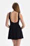 Black Square Collar Dress Swimsuit - 2