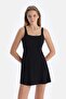 Black Square Collar Dress Swimsuit - 4