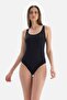 Black Underwireless U-Neck Thick Strap Swimsuit - 4