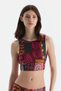 Top de bikini multicolor cu decolteu halter