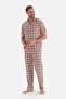 Gray Shirt Collar Plaid Knitted Pajama Set - 6
