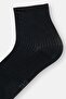 Men's Black Cotton Rib Textured Quarter Socks - 3