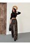 Women's Leopard Fabric Lycra Palazzo Loose Wide Leg Pants - 6