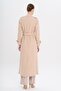 Double Breasted Leopard Pattern Lined Water Repellent Long Trench Coat Bej 6747 - 7