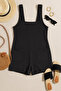 Women's Black Mini Pocket Jumpsuit Beach Dress - 3