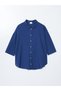 Navy Blue Shirt Collar Women's Beach Dress - 6