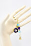 Turquoise Beaded Cluster Navy Blue Eye Figured Keychain, Gift Evil Eye Keychain - 2