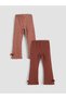 Lcw Kids Brown Printed Girls' Leggings 2-Pack