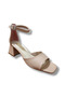 Beige Women's Sandals – Ankle Buckle, Closed Back, Thick Heel - 5