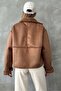 Fur Collar Coat - Camel - 5