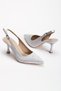 Silver Women's Style Heeled Special Edition Evening Dress Shoes and Bag Combinations - 5