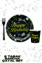 Happy Birthday Written Black Cardboard Plate Cup Set Birthday Special Day Celebration Ornament - 2