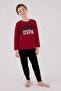 Us Polo Licensed 100% Cotton Circle Neck Long Sleeve Boy's Pajama Set - 4