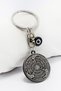 Flat Evil Eye Beaded Black Steel Double Sided Ayetel Kursi Allah Word Felak Nas Ihlas Keychain - 2