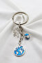 Enameled World Keychain with Evil Eye Beaded Bird Figure, Gift Keychain - 6