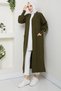 Women's Sleeve Buttoned Shawl Collar Steel Knitted Sweater Cardigan